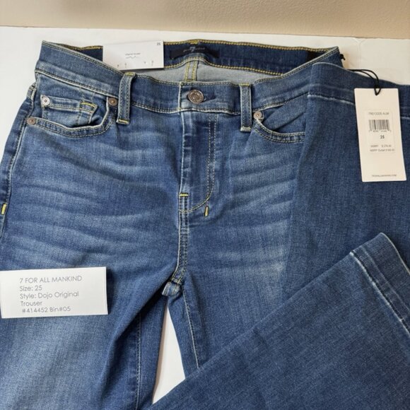 7 For All Mankind Dojo Flare Trouser AUM Denim Jeans 25 x 34 NWT #414452 #1675 - Picture 3 of 6